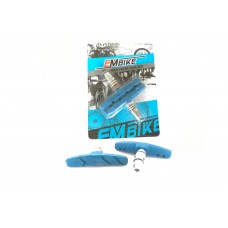 Колодки тормозные велосипедные (ободные) (резьбовые, V-brake) (синии) "EMbike"