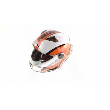 Шлем-интеграл (mod:B-500) (size:XL, бело-оранжево-красный) "BEON"