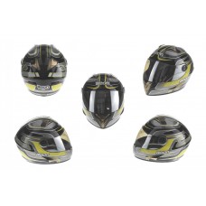 Шлем-интеграл (mod:B-500) (size:M, черно-серый-желтый) "BEON"
