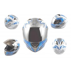 Шлем-интеграл (mod:B-500) (size:XL, бело-черно-синий) "BEON"