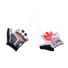 Перчатки без пальцев (mod:1, size:L, гелевые подушки, красные) "HAND CREW"