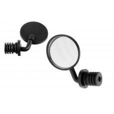 Зеркало велосипедное (1шт) круг с креплением вместо заглушки грипсы (360°, пластик, черное)